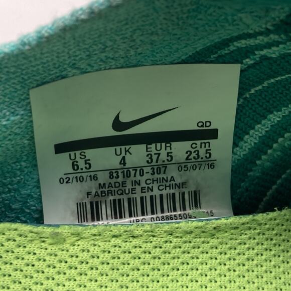 Womens Size 6.5 Nike Free RN Flyknit Hyper Turquoise Running Athletic Sneakers - Picture 9 of 9